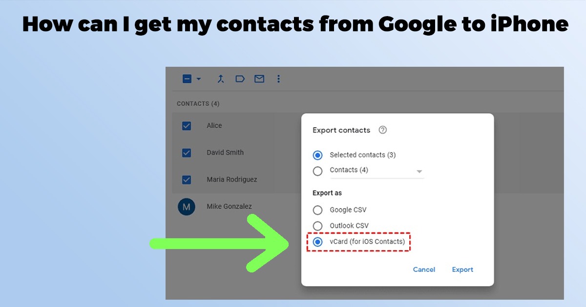 Exporting Contacts from Google to iPhone